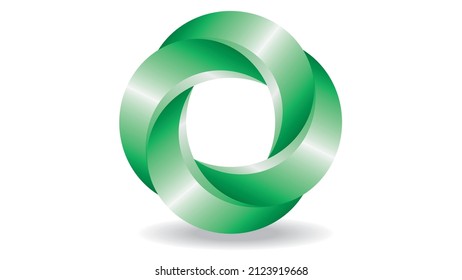 Green three dimensional symbol in four parts. Vector illustration.