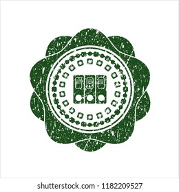 Green three folders icon inside grunge stamp