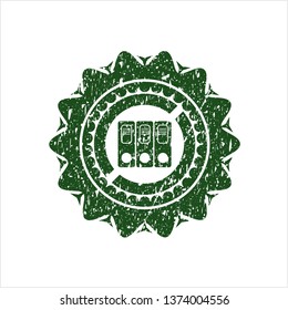 Green three folders icon inside distressed grunge stamp