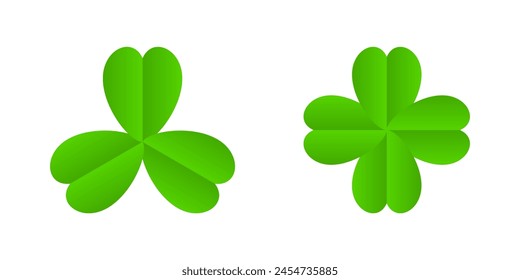 Green three and four clover leaf icon vector design