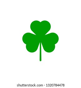 Green three leaf clover, icon on white background. Vector illustration.