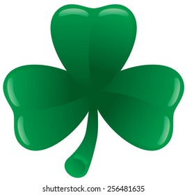 Green three leaf clover on white.  Eps8. CMYK. Gradients used.