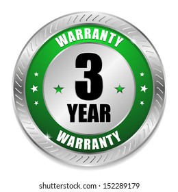 Green three year warranty button