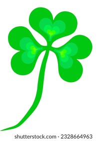 Green three-leaf clover isolated on white background.
