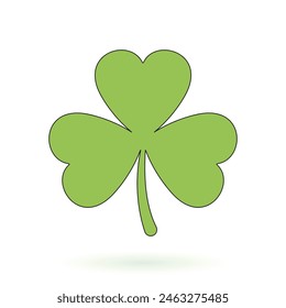 Green three-leaf clover. Vector illustration