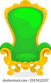 Green throne shaped chair without background