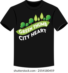 Green Thumb City heart Funny Rooftop Gardening T-shirt vectors.