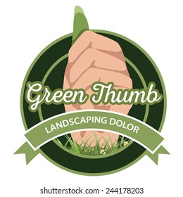 Green Thumb Icon With Text EPS 10 Vector Stock Illustration