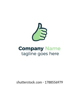 green thumb up logo design icon vector illustration simple line