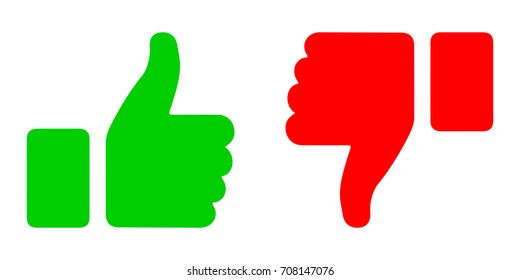 Green thumb up and red down - stock vector