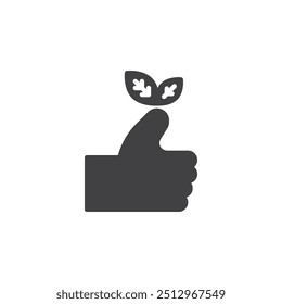 Green Thumb vector icon. filled flat sign for mobile concept and web design. Hand with a green thumb glyph icon. Symbol, logo illustration. Vector graphics