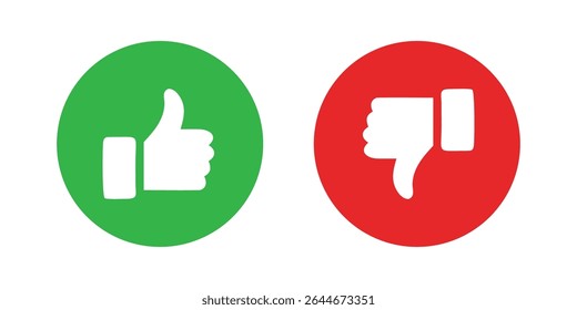 Green thumbs-up and red thumbs-down icons in circular buttons, symbolizing approval and disapproval.