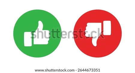 Green thumbs-up and red thumbs-down icons in circular buttons, symbolizing approval and disapproval.