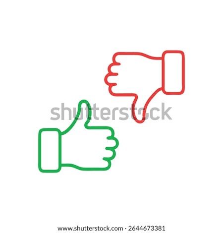 Green thumbs-up and red thumbs-down outlines, representing approval and disapproval.
