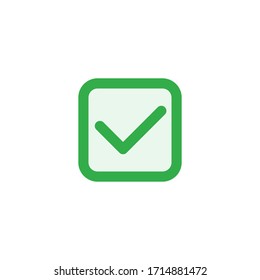 Green tick check mark or confirm icon. Stock vector illustration isolated on white background.