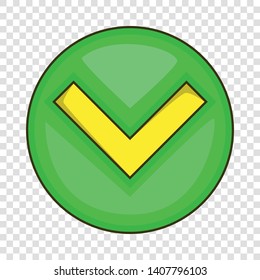 Green tick, check mark icon. Cartoon illustration of green tick, check mark vector icon for web