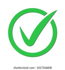 Green tick. Green check mark. Tick symbol, icon, sign in green color. Done. Stock vector illustration.