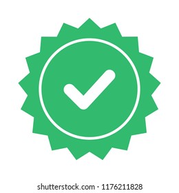Green tick. Green check mark. Tick symbol, icon, sign in green color. Done. Confirmed account icon. Stock vector illustration.