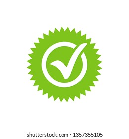 Green tick or green check mark. Tick symbol vector illustration.
