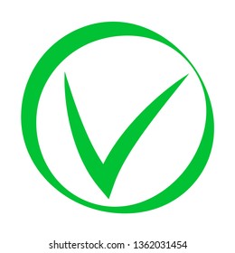 Green tick check marks, approval sign design. Isolated green OK symbol icon in circle check box. Check list mark, choice option, test, quiz or survey sign.
