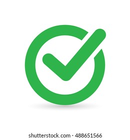 Green tick checkbox vector illustration isolated on white background