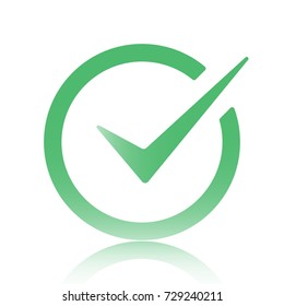 Green tick checkbox vector illustration isolated on white background