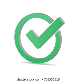 Green tick checkbox vector illustration isolated on white background