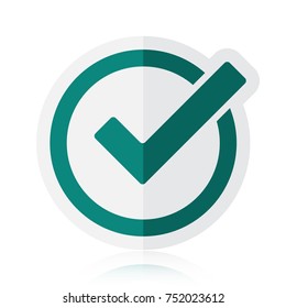 Green tick checkbox vector illustration isolated on white background