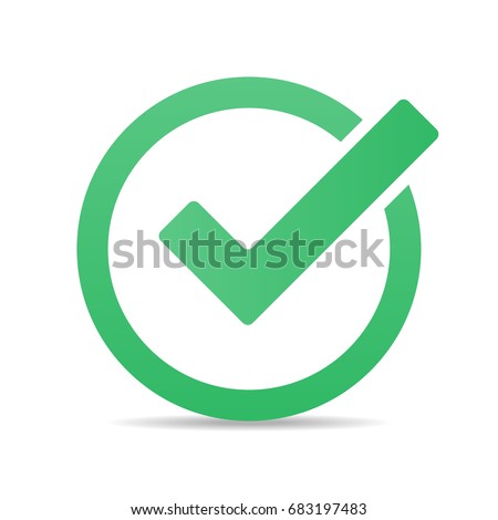 Green tick checkbox vector illustration isolated on white background