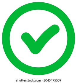 Green tick. Checkmark. Correct tick. Yes symbol