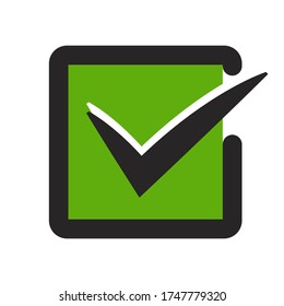 Green tick confirm / Checkbox flat icon for apps and websites