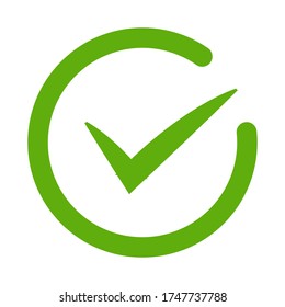 Green tick confirm or Checkmark line art icons for apps and websites