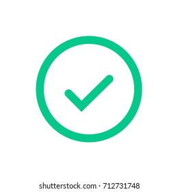 Green Tick Flat Icon In Circle. Vector Illustration Isolated On A White Background. Acceptance Of Voting Results. Premium Quality. 