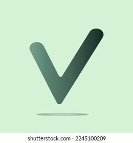 Green tick icon. Check mark green color symbol, vector illustration.