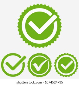 Green tick mark. Check mark icon. Tick sign. Green sign approval isolated on white background. Vector