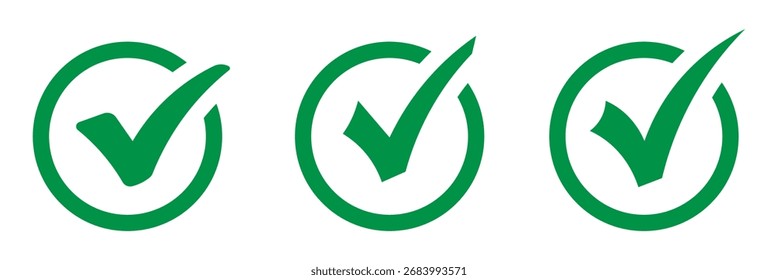 Green tick mark with checkbox icon. Green checkmark sign for app, UI and website. Vector illustration on white background. EPS 10