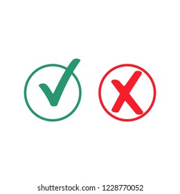 green tick and red check mark symbol