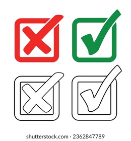 Green tick and red cross