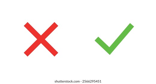 green tick and red cross