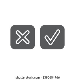 Green tick and red cross check marks vector icon concept isolated on white background