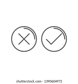 Green tick and red cross check marks vector icon concept isolated on white background