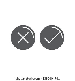 Green tick and red cross check marks vector icon concept isolated on white background