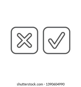 Green tick and red cross check marks vector icon concept isolated on white background
