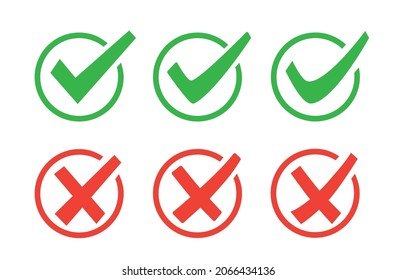 Green Tick Red Cross Checkmarks Circle Stock Vector (Royalty Free ...