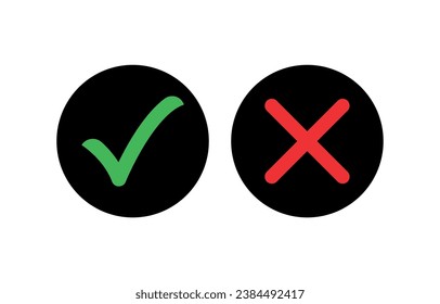  Green tick and red cross icon vector illustration 