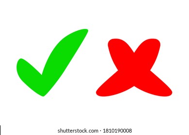 Ropa verde y cruz roja. Juego de marcas de verificación. Ideal para cualquier proyecto de diseño.