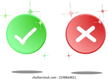 Green tick and red cross sign illustration vector