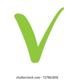 Green tick for web sites. Right sign isolated on white background vector illustration. Yes symbol