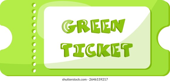 Green ticket. Vector. Ticket, transport ticket. Vector illustration. Symbol, ticket sign.
