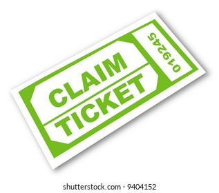 green ticket with words - claim ticket - vector